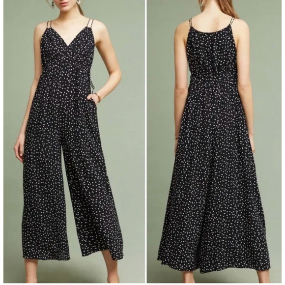 Anthropologie Maeve Finley Polka Dot Super Wide Leg Jumpsuit Sleeveless Size 2 - Picture 1 of 7
